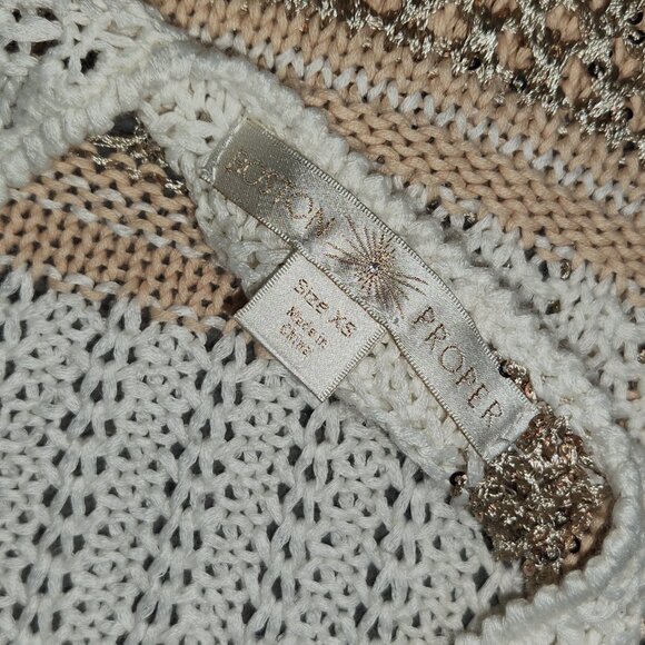 Boston Proper Vintage Gold Crochet V Back Sweater Size XS - Picture 9 of 9